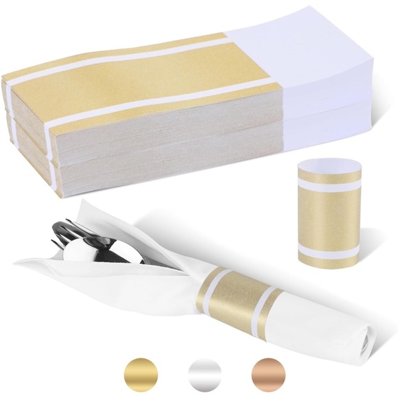 Germiwipe Self-Adhesive Matte Gold Paper Napkin Ring 195. NEW - Picture 3 of 5